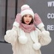 Women Girls Christmas Knit Snow Hat Gloves Scarf Winter Warm Trend Three-Piece Set