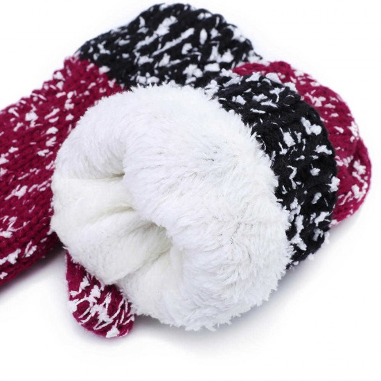 Women Girls Christmas Knit Snow Hat Gloves Scarf Winter Warm Trend Three-Piece Set