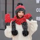 Women Girls Christmas Knit Snow Hat Gloves Scarf Winter Warm Trend Three-Piece Set