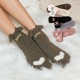 Women Girls Coral Velvet Sock Cute Cartoon Home Casual Thick Warm Middle-Tube Socks