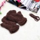 Women Girls Fluffy Plush Bear Cat Paw Fingerless Gloves  Paw Glove Winter Warm Mittens