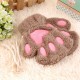 Women Girls Fluffy Plush Bear Cat Paw Fingerless Gloves  Paw Glove Winter Warm Mittens