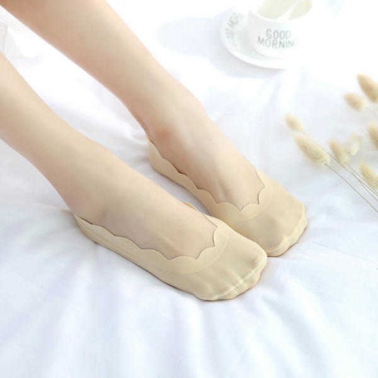 Women Girls Ice Silk Silicone Invisible Antiskid Boat Socks Summer Breathable Solid Low Cut Hosiery