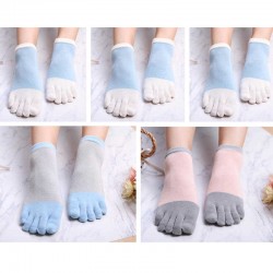 Women Girls Simple Style Five-Toe Socks 5-Pair Set Short Tube Ankle Socks