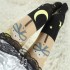 Women Girls Stars Moon Panty-Hose Tattoo Printing Anti-Hook False High Tube Pantyhose