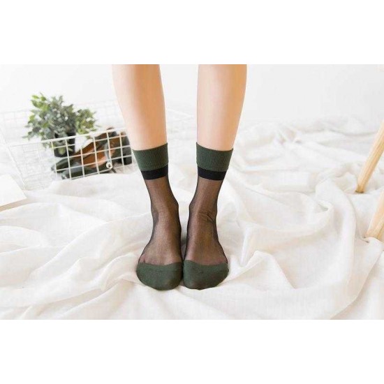 Women Girls Summer Sexy Glass Silk Breathable Socks Thin Transparent Ankle Socks