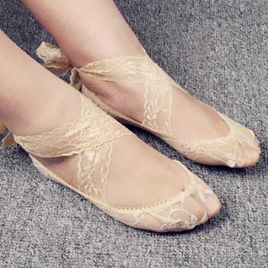 Women Girls Vintage Ballet Style Boat Socks Summer Invisible Ultra Thin Low Short Socks