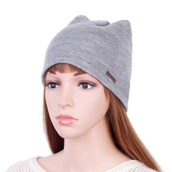 Women Girls Winter Cat Ears Knit Cap Earmuffs Warm Beanie Hat Skullcap