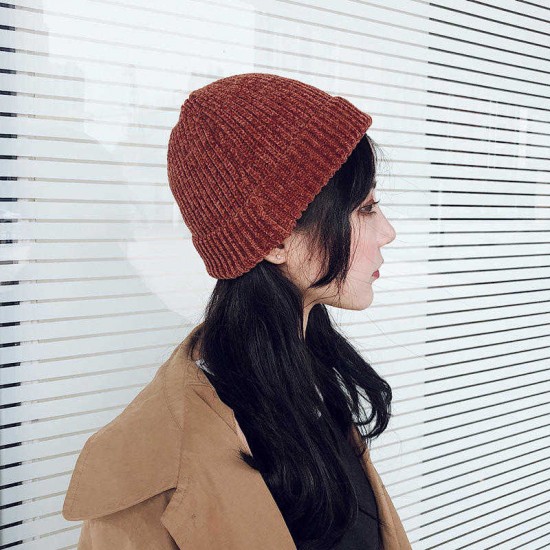 Women Girls Winter Chic Street Hip-Hop Hat Rolled Cuff Knit Melon Cap Beanie Skullcap