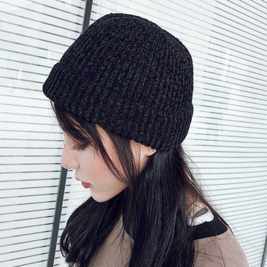 Women Girls Winter Chic Street Hip-Hop Hat Rolled Cuff Knit Melon Cap Beanie Skullcap