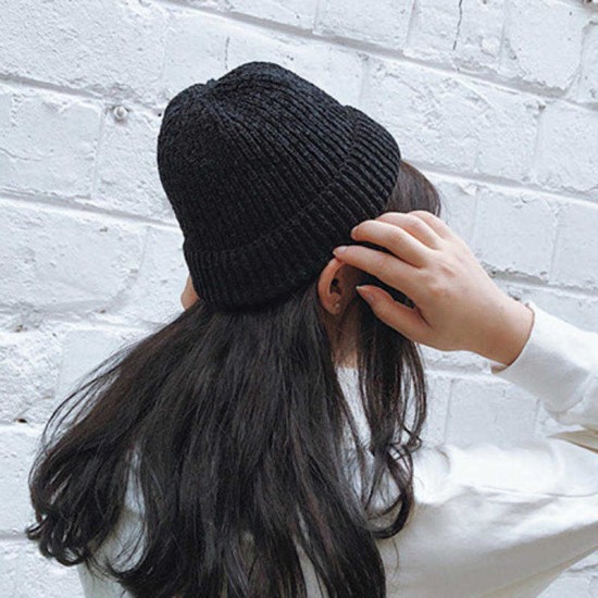 Women Girls Winter Chic Street Hip-Hop Hat Rolled Cuff Knit Melon Cap Beanie Skullcap