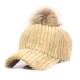 Women Girls Winter Corduroy Thick Strip Pompom Outdoor Sports Baseball Peaked Cap Women Girls Winter Corduroy Thick Strip Pompom Outdoor Sports Baseball Peaked Cap