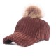 Women Girls Winter Corduroy Thick Strip Pompom Outdoor Sports Baseball Peaked Cap Women Girls Winter Corduroy Thick Strip Pompom Outdoor Sports Baseball Peaked Cap