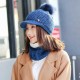 Women Girls Winter Wool Knit Peaked Hat Beret Plus Neck Warmer Casual Outdoor Cycling Cap