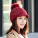 Women Girls Winter Wool Knit Peaked Hat Beret Plus Neck Warmer Casual Outdoor Cycling Cap