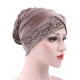 Women Gold Velour Stretch Turban Hat With Diamond Autumn Casual Warm Solid Beanie Cap