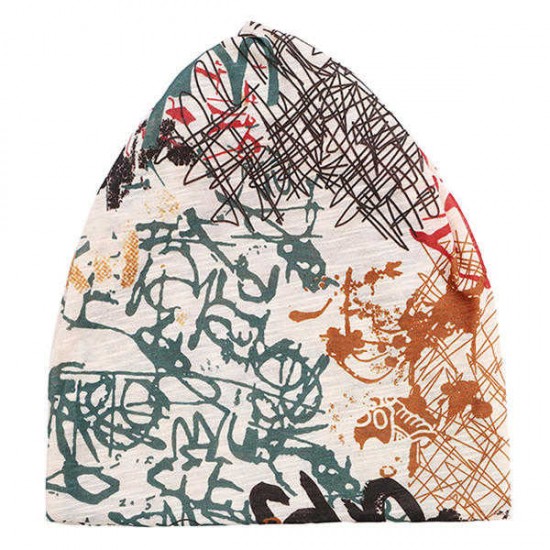 Women Graffiti Cotton Beanies Cap Casual Warm Skullies Bonnet Hat