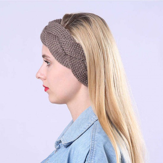 Women Handmade Braided Knit Headband Thickened Loose Warm Hair Band