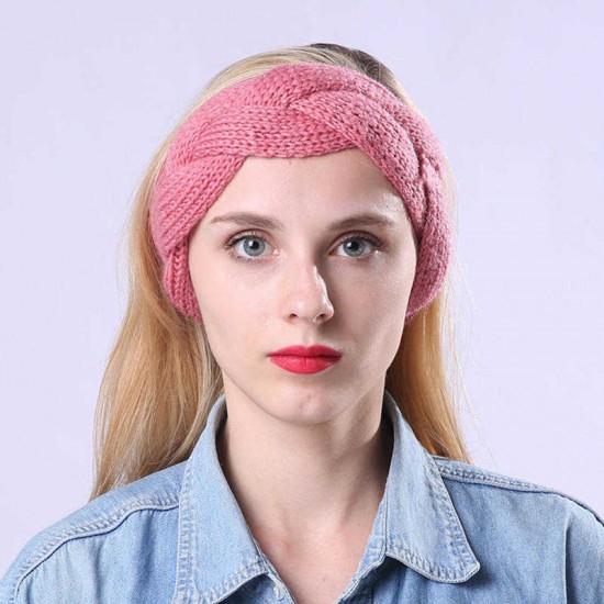 Women Handmade Braided Knit Headband Thickened Loose Warm Hair Band