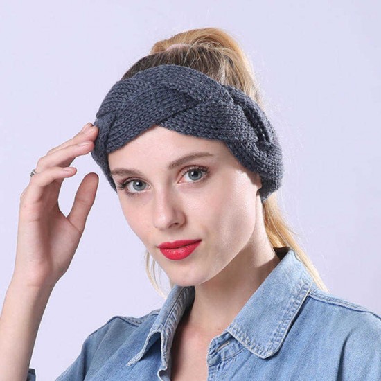 Women Handmade Braided Knit Headband Thickened Loose Warm Hair Band