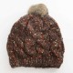 Women Handmade Jacquard Mixed Color Rabbit Hair Ball Knitted Hat Warm Casual Knit Beanie Cap