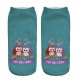 Women Harajuku 3D Owl Animal Print Socks Good Stretch Breathable Low Cut Ankle Socks