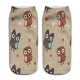 Women Harajuku 3D Owl Animal Print Socks Good Stretch Breathable Low Cut Ankle Socks