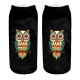 Women Harajuku 3D Owl Animal Print Socks Good Stretch Breathable Low Cut Ankle Socks