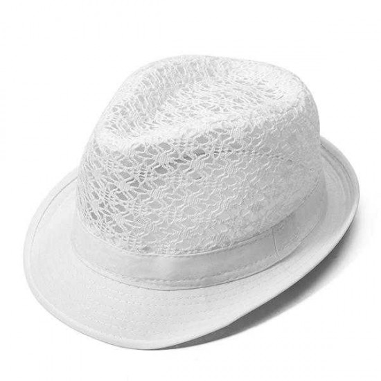 Women Hollow Breathable Fedora Bucket Hat Travel Casual Sunshade Beach Jazz Cap