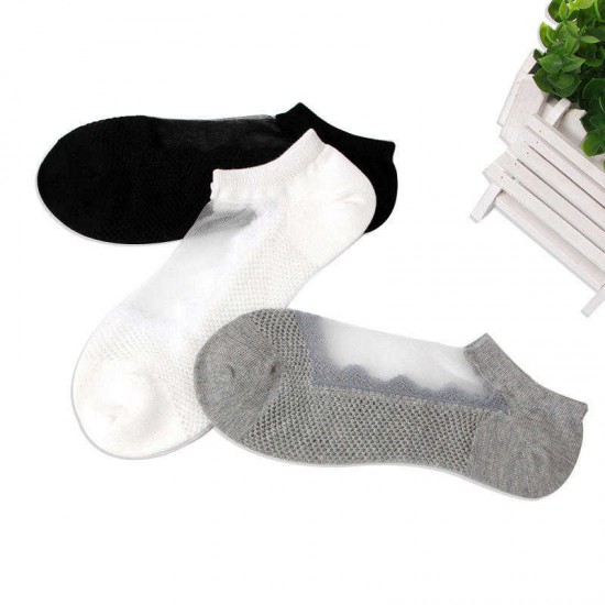 Women Hollow Out Breathable Cotton Lace Low Cut Athletic Non Slip Sock