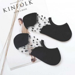 Women Invisible Crystal Lighter Boat Socks Summer Thin Breathable Dot Glass Silk Socks