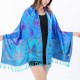 Women Jacquard Cotton Warm Scarf Retro Flower Tassel Scarves Shawl