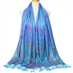 Women Jacquard Cotton Warm Scarf Retro Flower Tassel Scarves Shawl