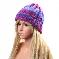 Women Knit Gradient Color Braided Hat Crochet Knitting Hat Ski Beanie Cap