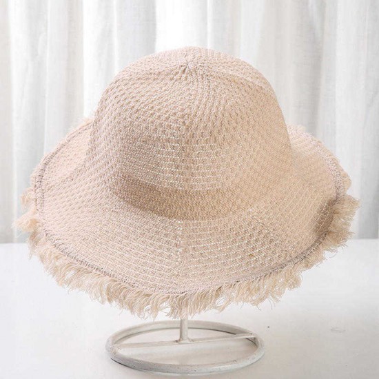 Women Knit Hollow Fisherman Hat Female Wide-Brimmed Cotton Visor Bucket Hat