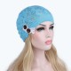 Women Knitted Beanie Hats Casual Hollow Out Lace Button Woolen Warm Bonnet