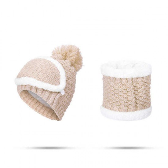 Women Knitted Winter Beanie Hat Collar Scarf Set Thickening Warm Outdoor Skullies Hats With Mask