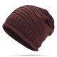 Women Knitted Woolen Stripe Beanie Hat Casual Foldable Warm Head Cap