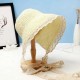 Women Lace Brim Foldable Sunscreen Bucket Straw Hat Outdoor Casual Travel Beach Sea Floppy Hat