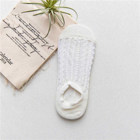 Women Lace Cotton Breathable Ankle Socks Leisure Skid Resistant Low Cut Invisible No Show Sock