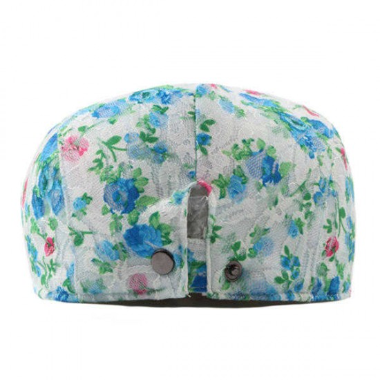 Women Lace Flower Cotton Beret Cap Outdooors Casual Sunshade Forward Cap