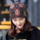 Women Lace Flower Rhinestone Breathable Skullies Beanie Caps Casual Eastic Adjustable Soft Hat