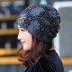 Women Lace Flower Rhinestone Breathable Skullies Beanie Caps Casual Eastic Adjustable Soft Hat