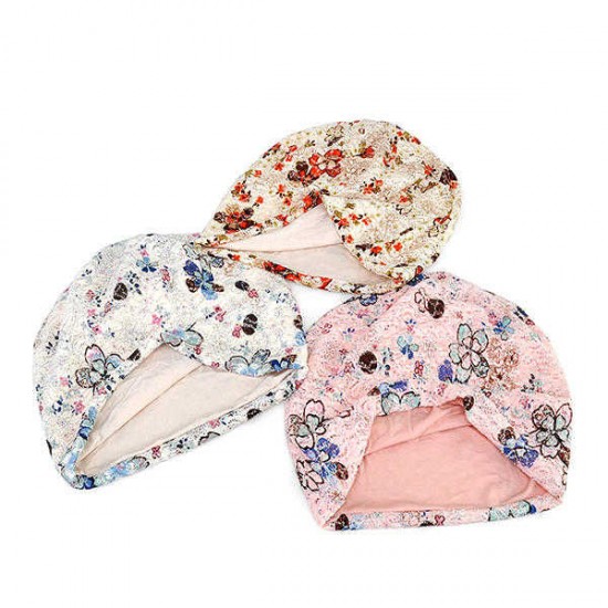 Women Lace Jacquard Beanie Hat Cotton Bonnet Flower Print Casual Autumn Windproof Cap