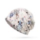 Women Lace Jacquard Beanie Hat Cotton Bonnet Flower Print Casual Autumn Windproof Cap