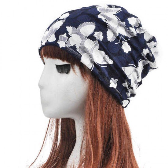 Women Lace Jacquard Breathable Skullies Beanie Hat Casual Cotton Pregnant Hat