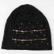 Women Lace Stripped Rhinestone Skullies Beanie Caps Casual Soft Elastic Bonnet Hat