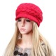 Women Ladies Beret Knitted Beanie Crochet Caps Braided Baggy All-match Stewardess Hat