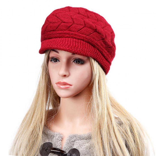 Women Ladies Beret Knitted Beanie Crochet Caps Braided Baggy All-match Stewardess Hat