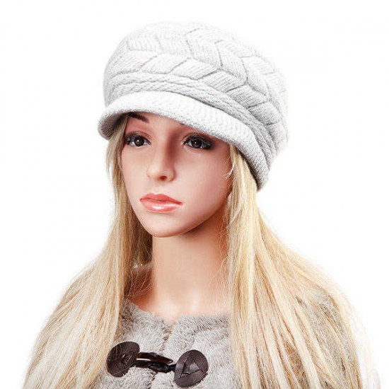 Women Ladies Beret Knitted Beanie Crochet Caps Braided Baggy All-match Stewardess Hat